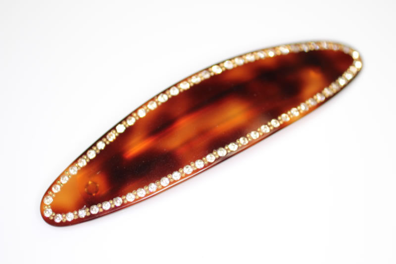 Handmade Barrette with Swarovski Crystals - Shell -11cm