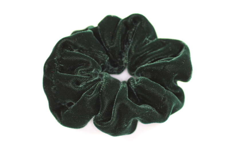 Large Velvet Scrunchie  - Hunter Green