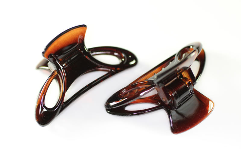 6cm Classic Open Claw Clip x2 - Black