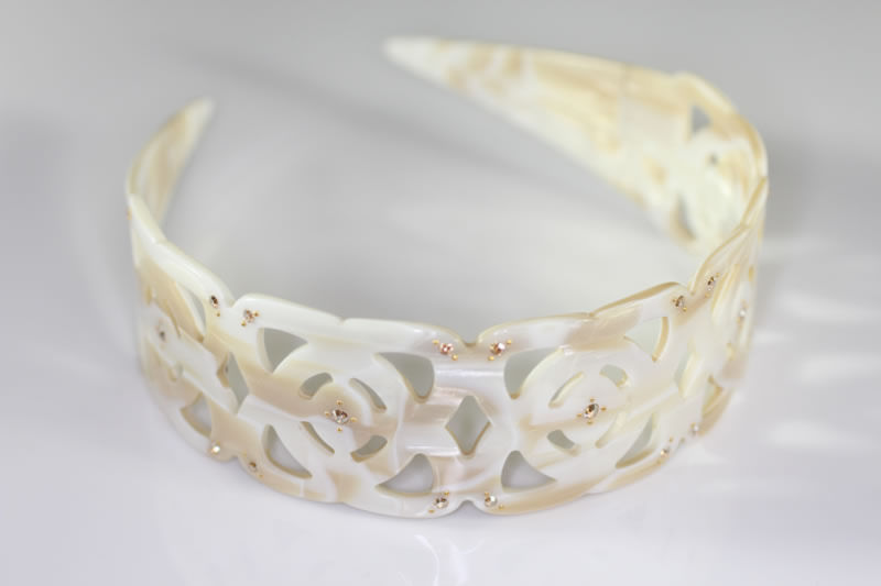 Handmade Open Headband with Swarovski Crystals - Nougat - 30mm