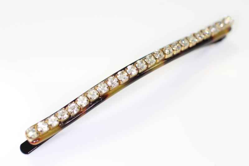 Handmade Bobby Pin - Tortoiseshell with Swarovski Stones - 6.5cm