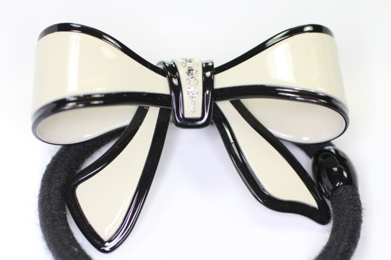 Handmade Ivory Bow With Swarovski Crystals