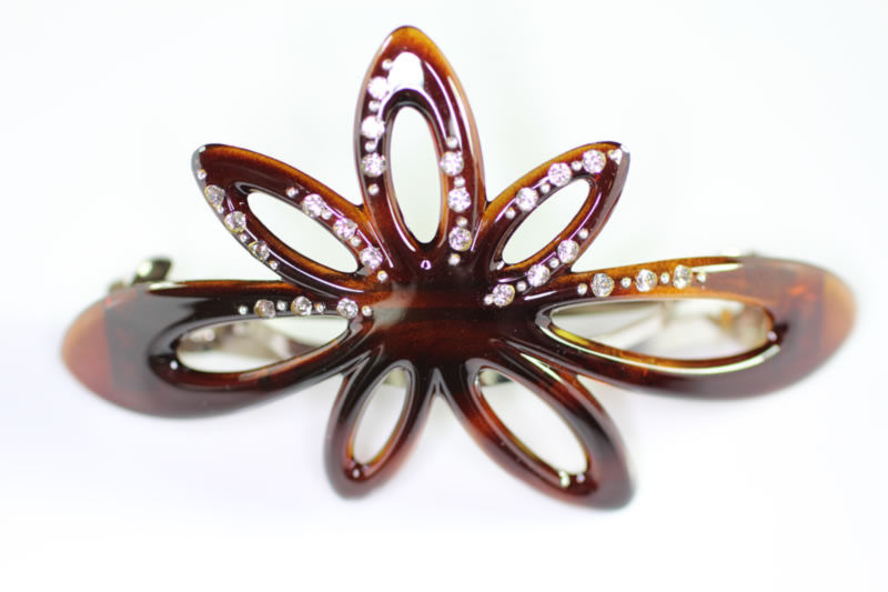 9.5cm Open Barrette with Swarovski Crystals - Shell