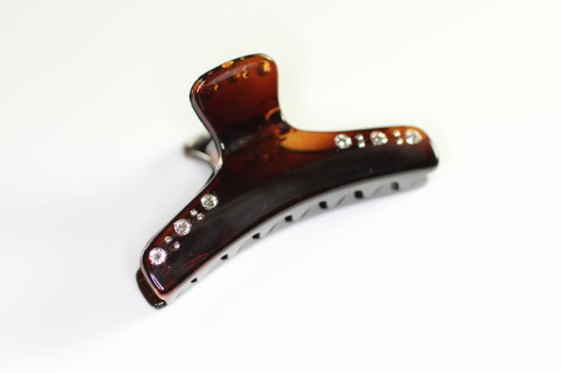 6cm Classic Claw Clip with Swarovski Crystals - Black