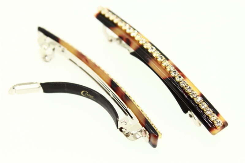 6.5cm Handmade Barrette with Swarovski Crystals - 5cm Auto Fitting