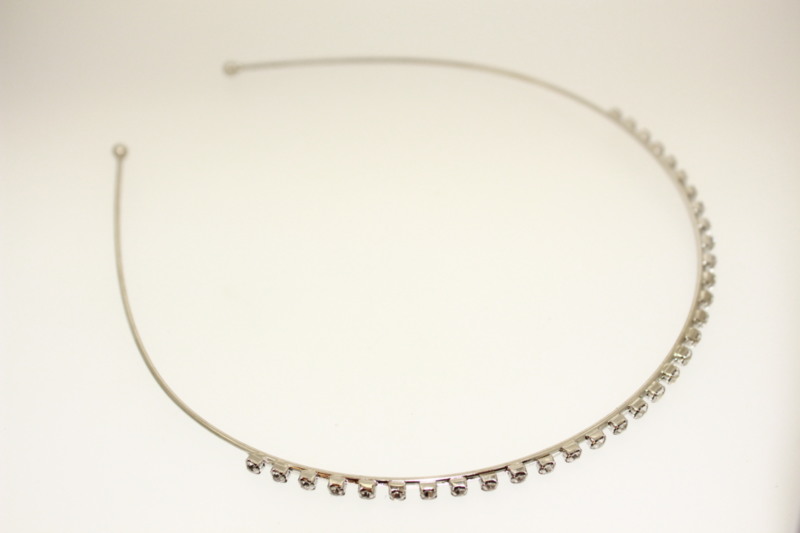 1mm Silver Wire Headband With Crystals