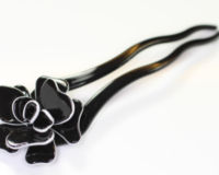 Handmade Pin - Black & White Ornate Flower - 10cm