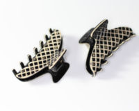 Handmade Claw Clip - Ebony & Ivory Cross Design with Swarovski Crystals - 6cm