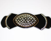 Handmade Barrette with Swarovski Crystals - Black - 10cm