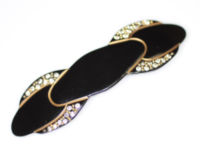 Handmade Barrette with Swarovski Crystals - Black - 8cm