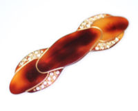 Handmade Barrette with Swarovski Crystals - Shell - 8cm