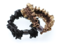Metallic Black & Brown Garter Elastic x2