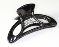 Open Claw Clip with Swarovski Crystals - Black - 8.5cm